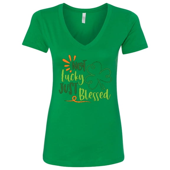 Inktastic St. Patrick's Day Not Lucky Just Blessed with Clover Women's V-Neck T-Shirt