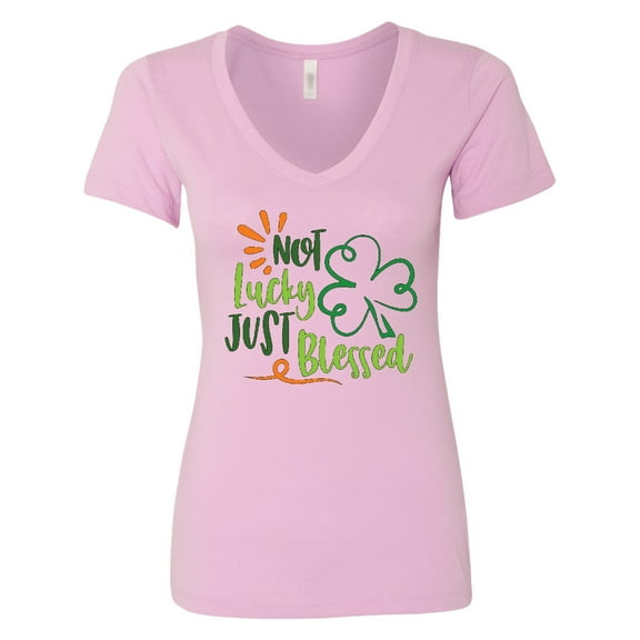 Inktastic St. Patrick's Day Not Lucky Just Blessed with Clover Women's V-Neck T-Shirt