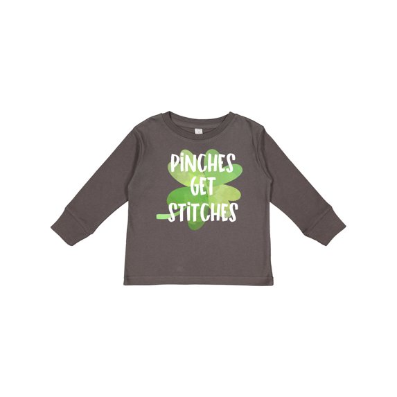 Inktastic St. Patrick's Day Pinches Get Stitches Boys or Girls Long Sleeve Toddler T-Shirt