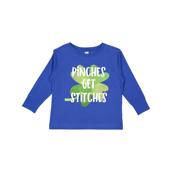 Inktastic St. Patrick's Day Pinches Get Stitches Boys or Girls Long Sleeve Toddler T-Shirt