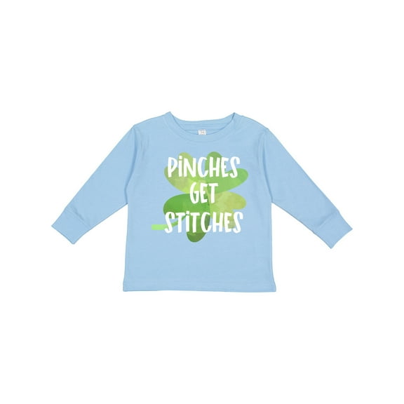 Inktastic St. Patrick's Day Pinches Get Stitches Boys or Girls Long Sleeve Toddler T-Shirt
