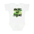thumbnail image 1 of Inktastic St. Patrick's Day Pinches Get Stitches Shamrocks Boys or Girls Baby Bodysuit, 1 of 5