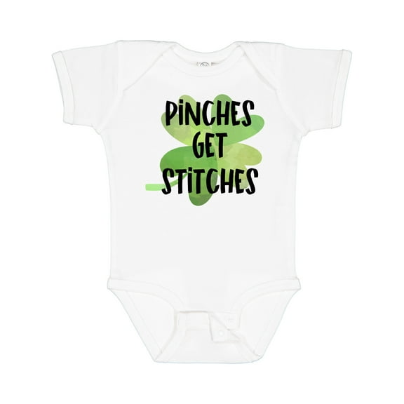 Inktastic St. Patrick's Day Pinches Get Stitches Shamrocks Boys or Girls Baby Bodysuit