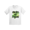 thumbnail image 1 of Inktastic St. Patrick's Day Pinches Get Stitches Shamrocks Youth T-Shirt, 1 of 5