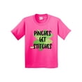 thumbnail image 1 of Inktastic St. Patrick's Day Pinches Get Stitches Shamrocks Youth T-Shirt, 1 of 5