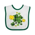 thumbnail image 1 of Inktastic St. Patrick's Day Plaid Green and Yellow Shamrocks Boys or Girls Baby Bib, 1 of 4