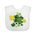 thumbnail image 1 of Inktastic St. Patrick's Day Plaid Green and Yellow Shamrocks Boys or Girls Baby Bib, 1 of 4