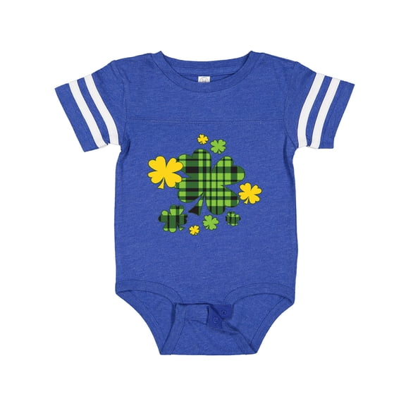 Inktastic St. Patrick's Day Plaid Green and Yellow Shamrocks Boys or Girls Baby Bodysuit