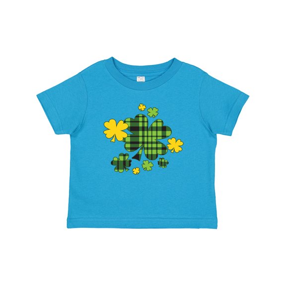 Inktastic St. Patrick's Day Plaid Green and Yellow Shamrocks Boys or Girls Baby T-Shirt
