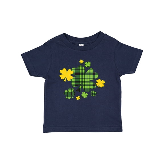 Inktastic St. Patrick's Day Plaid Green and Yellow Shamrocks Boys or Girls Baby T-Shirt