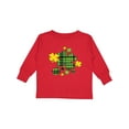 thumbnail image 1 of Inktastic St. Patrick's Day Plaid Green and Yellow Shamrocks Boys or Girls Long Sleeve Toddler T-Shirt, 1 of 5