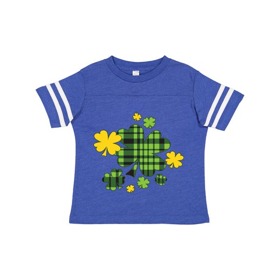 Inktastic St. Patrick's Day Plaid Green and Yellow Shamrocks Boys or Girls Toddler T-Shirt