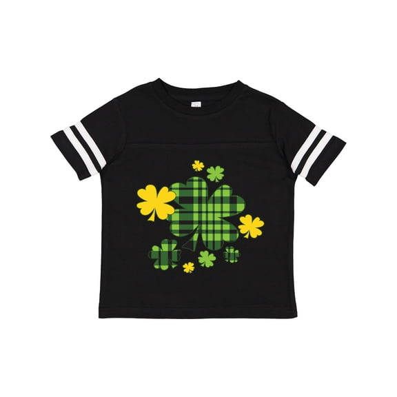 Inktastic St. Patrick's Day Plaid Green and Yellow Shamrocks Boys or Girls Toddler T-Shirt
