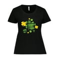 thumbnail image 1 of Inktastic St. Patrick's Day Plaid Green and Yellow Shamrocks Women's Plus Size T-Shirt, 1 of 5