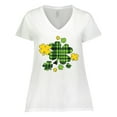 thumbnail image 1 of Inktastic St. Patrick's Day Plaid Green and Yellow Shamrocks Women's Plus Size V-Neck T-Shirt, 1 of 5