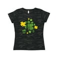 thumbnail image 1 of Inktastic St. Patrick's Day Plaid Green and Yellow Shamrocks Women's T-Shirt, 1 of 5