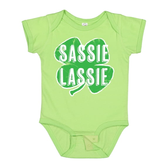 Inktastic St. Patrick's Day Shamrock Logo Weathered Sassie Lassie Boys or Girls Baby Bodysuit