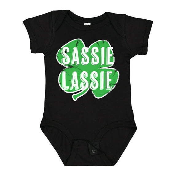 Inktastic St. Patrick's Day Shamrock Logo Weathered Sassie Lassie Boys or Girls Baby Bodysuit