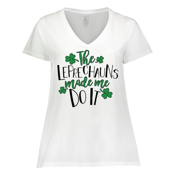 Inktastic St. Patrick's Day The Leprechauns Made me Do It Women's Plus Size V-Neck T-Shirt