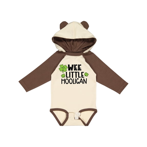 Inktastic St. Patrick's Day Wee Little Hooligan with Clovers Boys or Girls Long Sleeve Baby Bodysuit