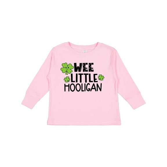 Inktastic St. Patrick's Day Wee Little Hooligan with Clovers Boys or Girls Long Sleeve Toddler T-Shirt