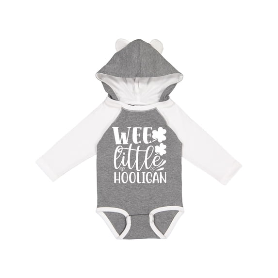 Inktastic St. Patrick's Day Wee Little Hooligan with Shamrocks Boys or Girls Long Sleeve Baby Bodysuit