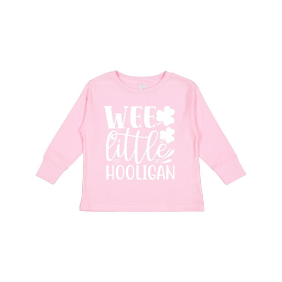 Inktastic St. Patrick's Day Wee Little Hooligan with Shamrocks Boys or Girls Long Sleeve Toddler T-Shirt