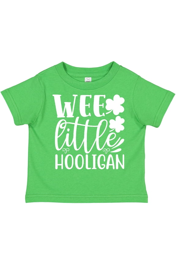 St. Patrick's Day Wee Little Hooligan with Shamrocks Boys or Girls Toddler T-Shirt