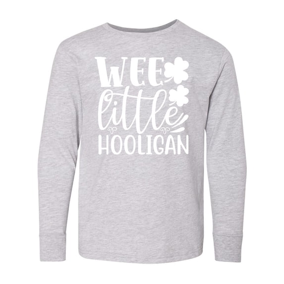 Inktastic St. Patrick's Day Wee Little Hooligan with Shamrocks Long Sleeve Youth T-Shirt