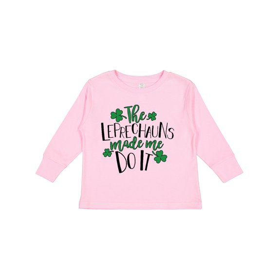 Inktastic St. Patrick's Day the Leprechauns Made Me Do It Boys or Girls Long Sleeve Toddler T-Shirt