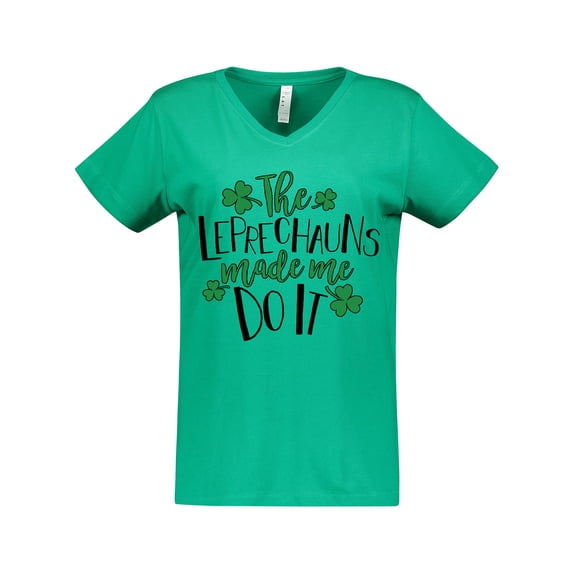 Inktastic St. Patrick's Day the Leprechauns Made Me Do It Women's V-Neck T-Shirt