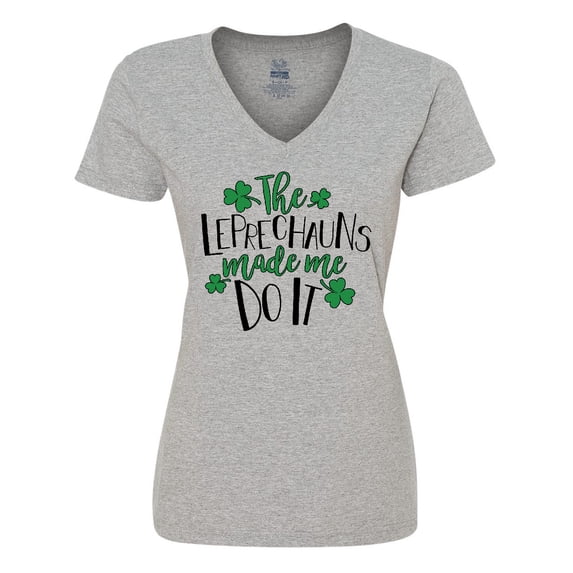 Inktastic St. Patrick's Day the Leprechauns Made Me Do It Women's V-Neck T-Shirt
