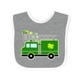 thumbnail image 1 of Inktastic St. Patricks Day Fire Truck in Green with Shamrocks Boys or Girls Baby Bib, 1 of 4