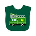 thumbnail image 1 of Inktastic St. Patricks Day Fire Truck in Green with Shamrocks Boys or Girls Baby Bib, 1 of 4