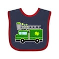 thumbnail image 1 of Inktastic St. Patricks Day Fire Truck in Green with Shamrocks Boys or Girls Baby Bib, 1 of 4