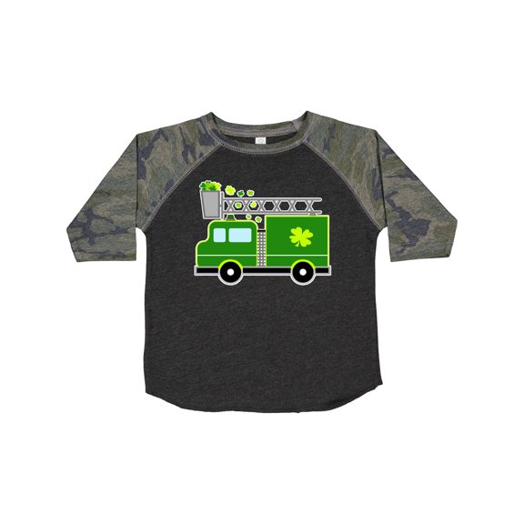 Inktastic St. Patricks Day Fire Truck in Green with Shamrocks Boys or Girls Toddler T-Shirt