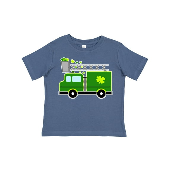 Inktastic St. Patricks Day Fire Truck in Green with Shamrocks Boys or Girls Toddler T-Shirt