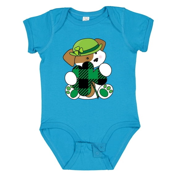 Inktastic St Patricks Day Irish Buffalo Plaid Puppy Boys or Girls Baby Bodysuit