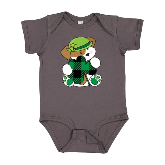 Inktastic St Patricks Day Irish Buffalo Plaid Puppy Boys or Girls Baby Bodysuit