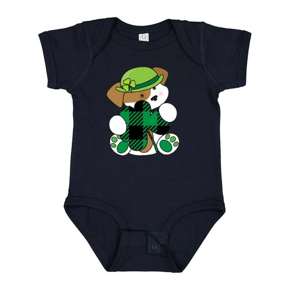 Inktastic St Patricks Day Irish Buffalo Plaid Puppy Boys or Girls Baby Bodysuit