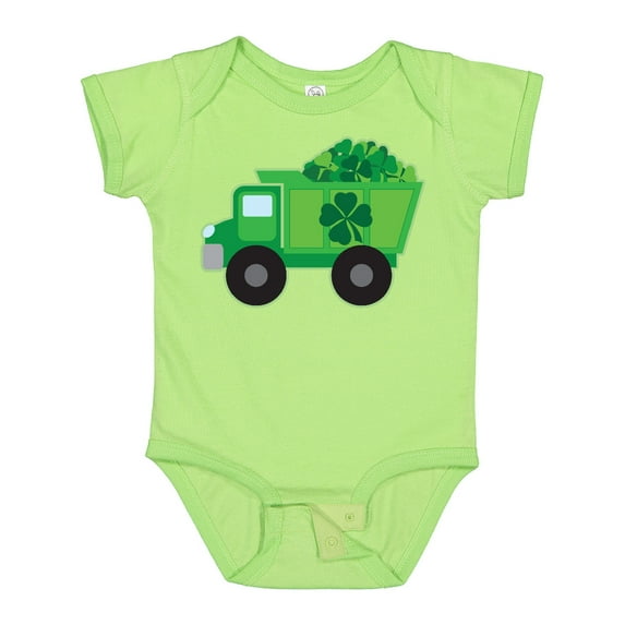 Inktastic St Patricks Day Irish Clover Dump Truck Childs Boys Baby Bodysuit