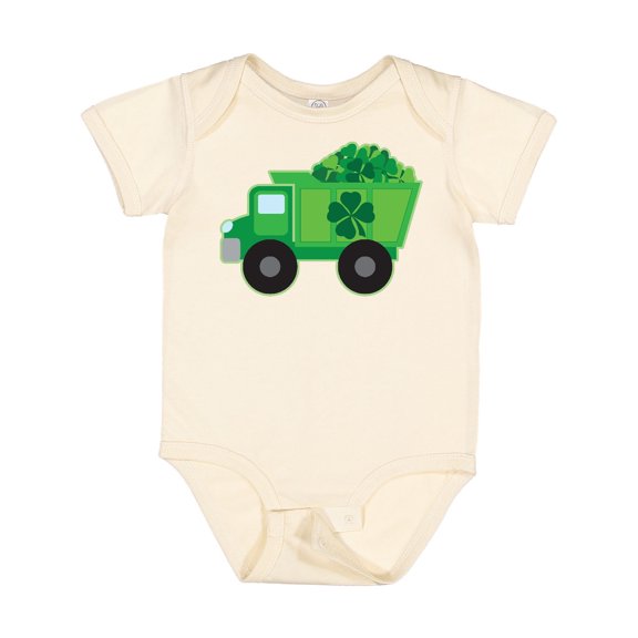 Inktastic St Patricks Day Irish Clover Dump Truck Childs Boys Baby Bodysuit