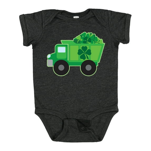 Inktastic St Patricks Day Irish Clover Dump Truck Childs Boys Baby Bodysuit