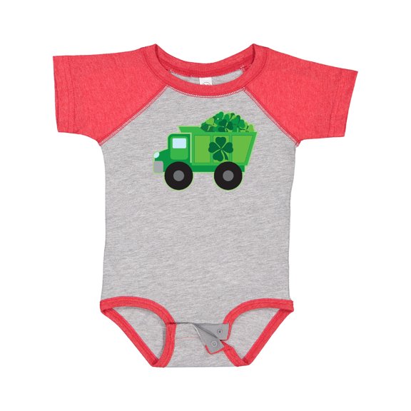 Inktastic St Patricks Day Irish Clover Dump Truck Childs Boys Baby Bodysuit