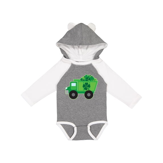 Inktastic St Patricks Day Irish Clover Dump Truck Childs Boys Long Sleeve Baby Bodysuit