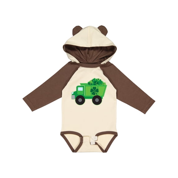 Inktastic St Patricks Day Irish Clover Dump Truck Childs Boys Long Sleeve Baby Bodysuit