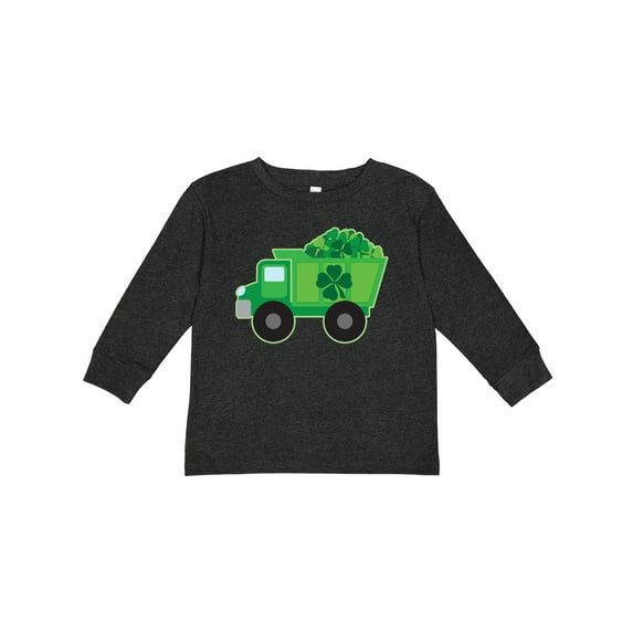 Inktastic St Patricks Day Irish Clover Dump Truck Childs Boys Long Sleeve Toddler T-Shirt