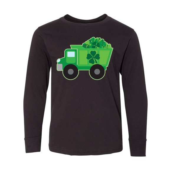 Inktastic St Patricks Day Irish Clover Dump Truck Childs Long Sleeve Youth T-Shirt