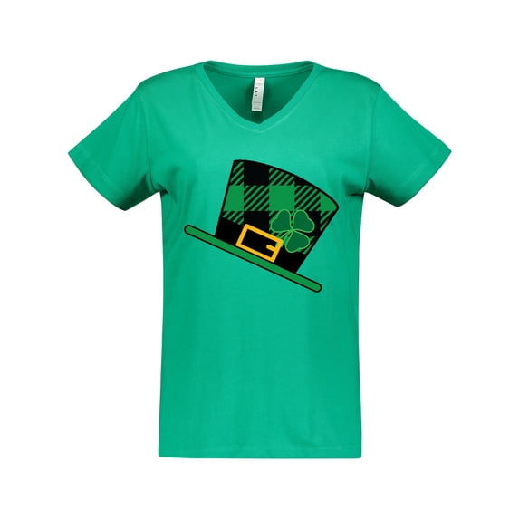 Inktastic St Patricks Day Irish Green Buffalo Plaid Women's V-Neck T-Shirt