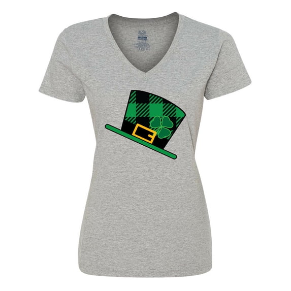 Inktastic St Patricks Day Irish Green Buffalo Plaid Women's V-Neck T-Shirt